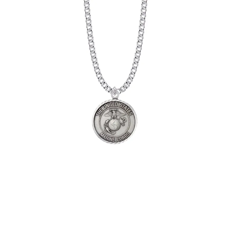 15/16 Inch Round Sterling Silver U.S. Marine Corps Medal