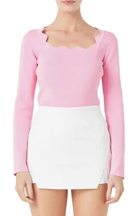 2.7 August Apparel - Scallop Square Neck Sweater
