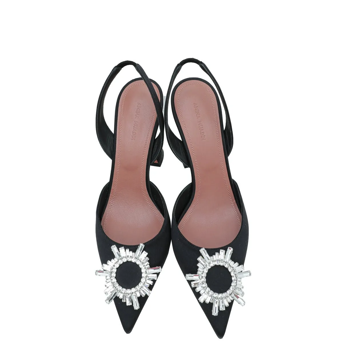 Amina Muaddi Black Satin Begum Slingback 41