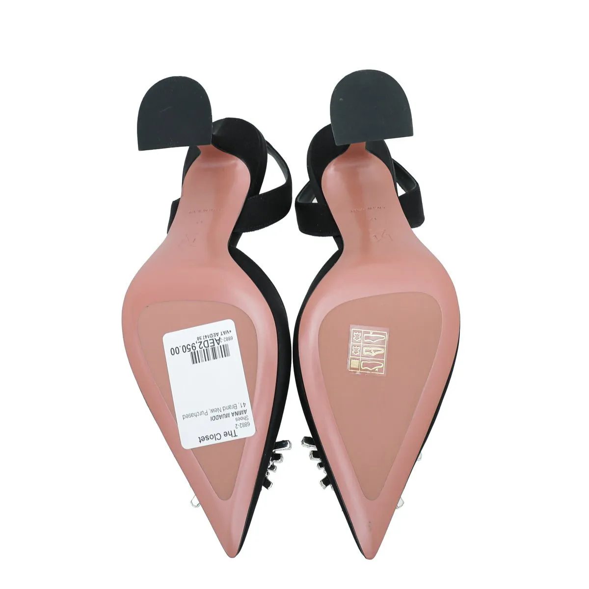 Amina Muaddi Black Satin Begum Slingback 41