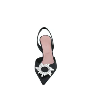 Amina Muaddi Black Satin Begum Slingback 41
