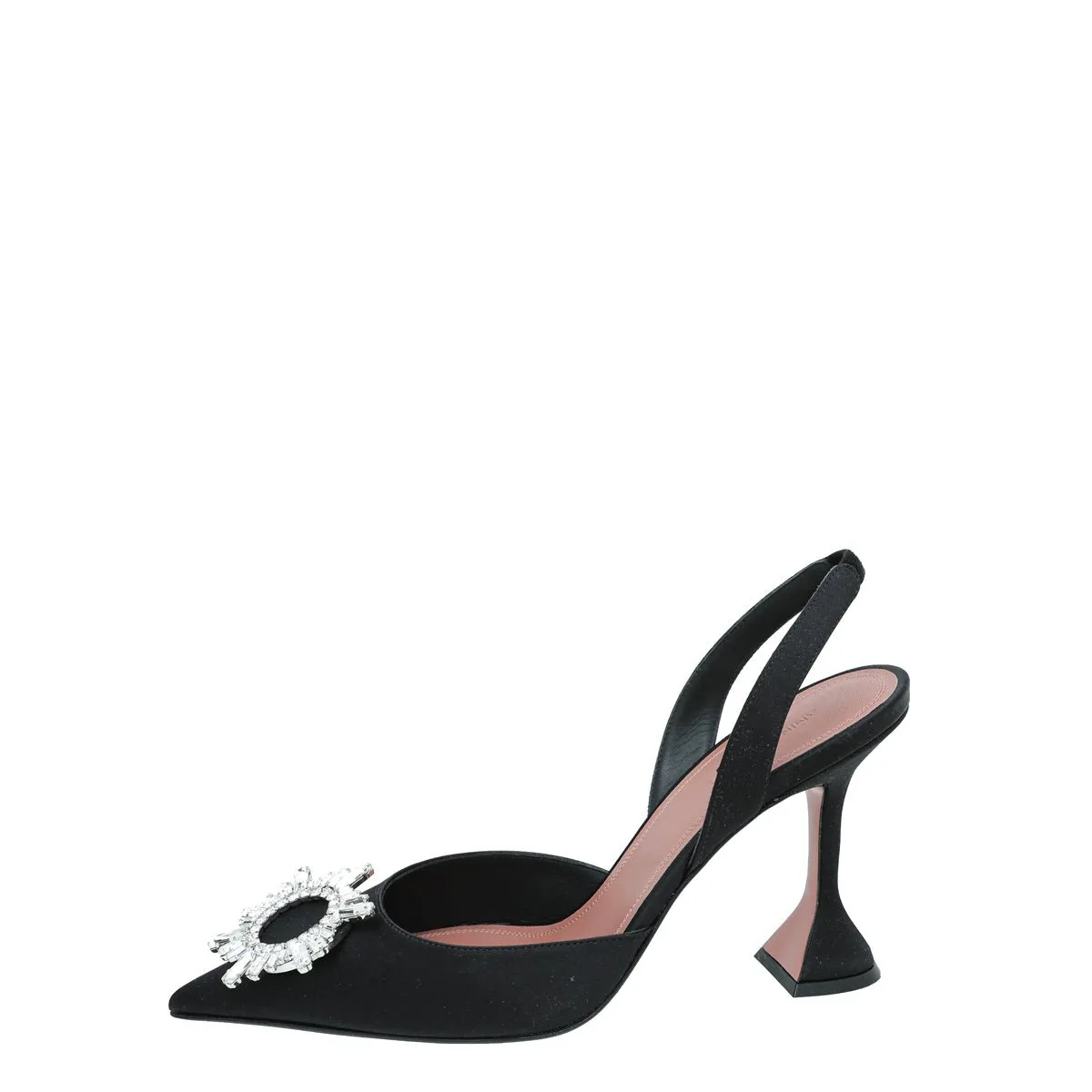 Amina Muaddi Black Satin Begum Slingback 41