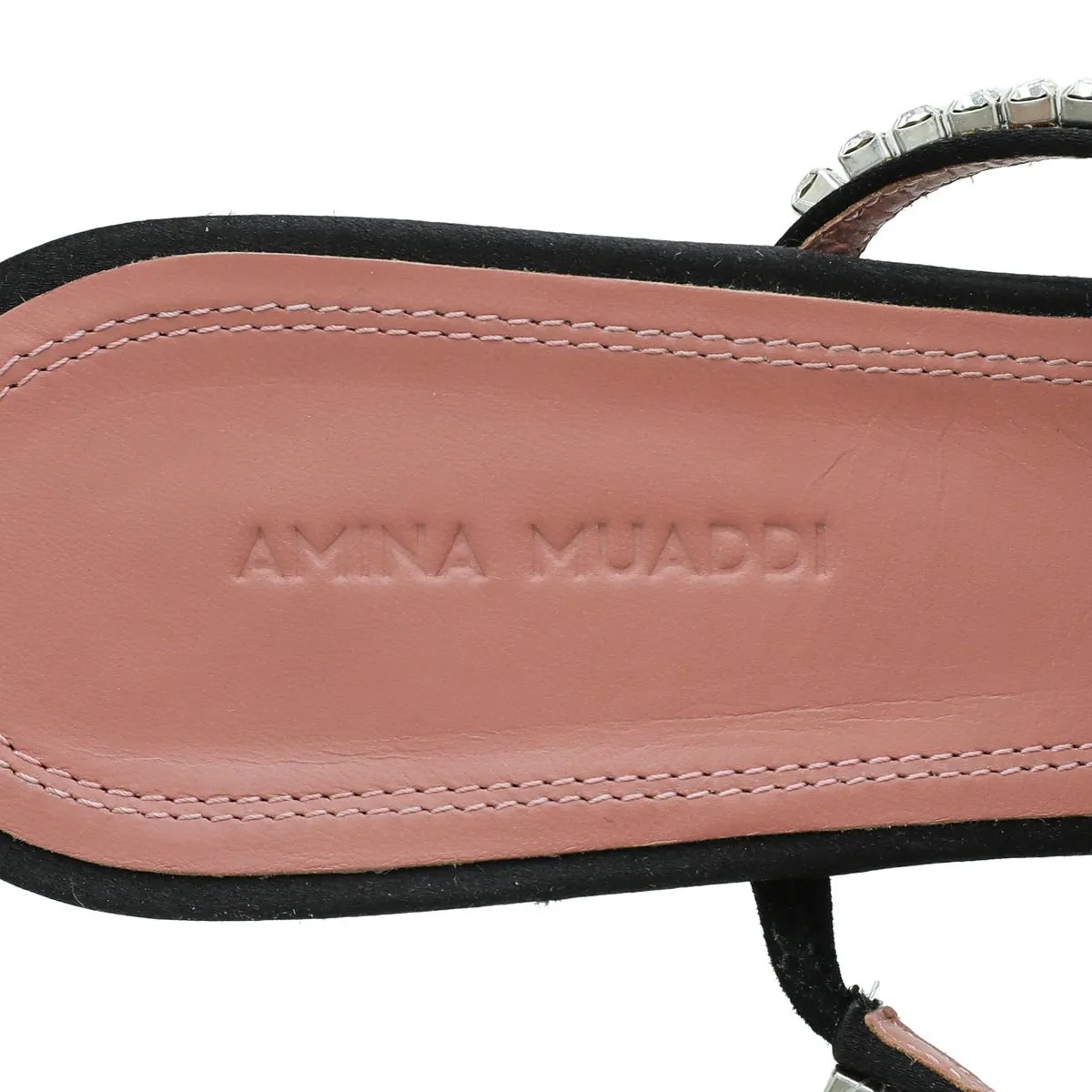 Amina Muaddi Black Satin Gilda Sandals 39.5