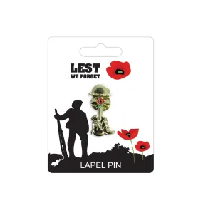 Boots, Helmet and Cross Poppy Lapel Pin