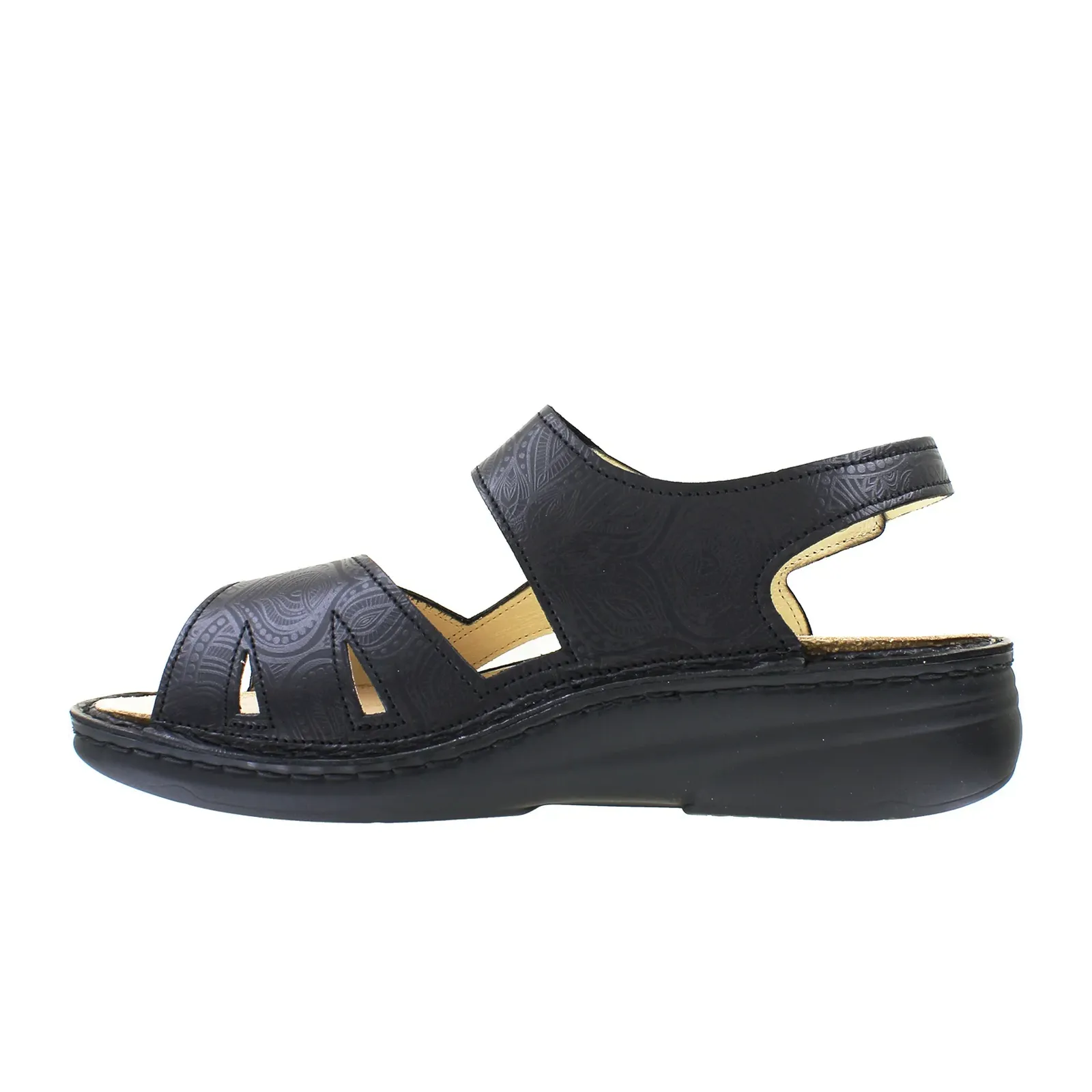Finn Comfort Barbuda Backstrap Sandal (Women) - Black Arabesque