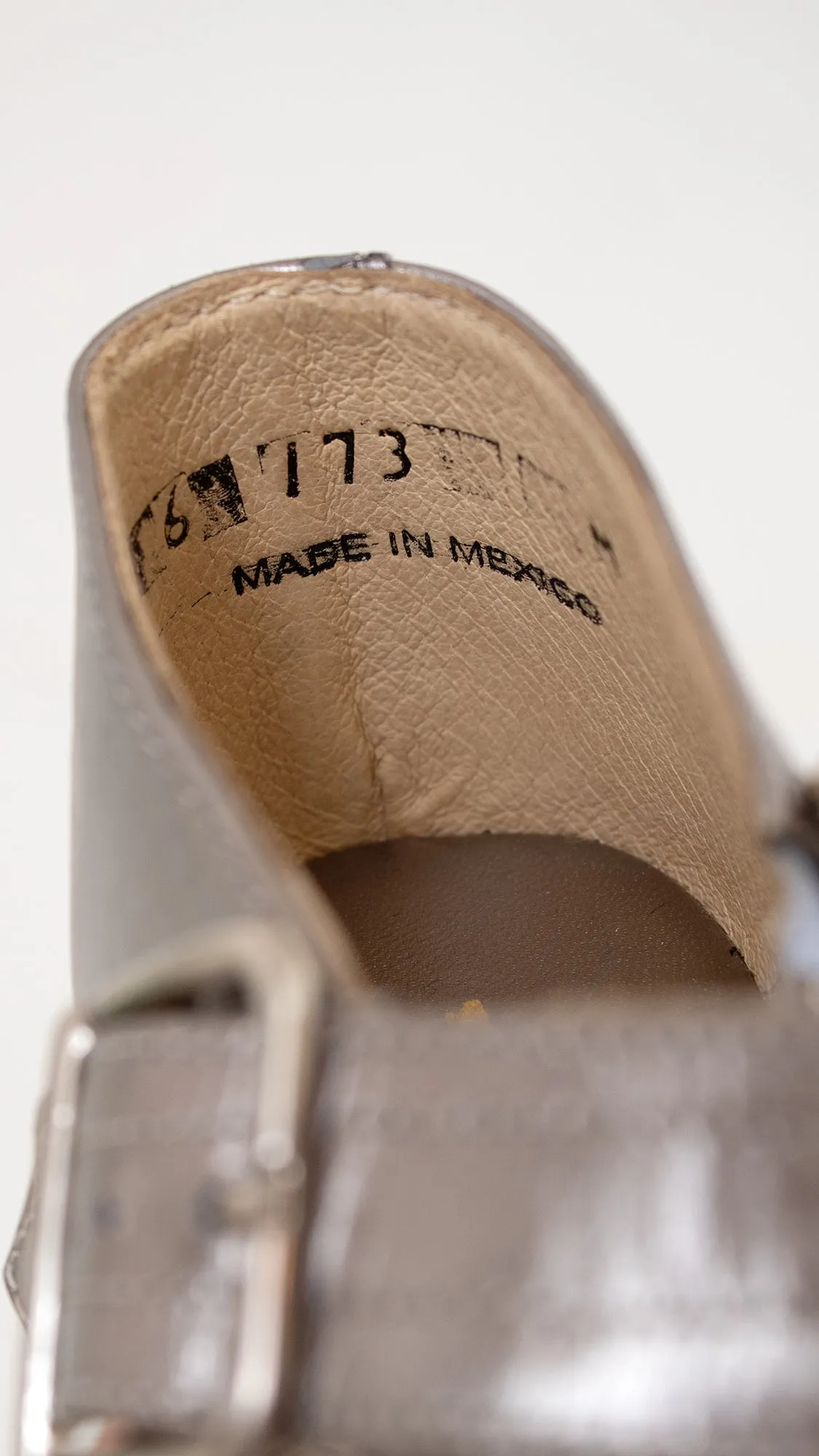 Modern RE-MIX "Meadow" Silver Leather Platform Wedges | size US 6