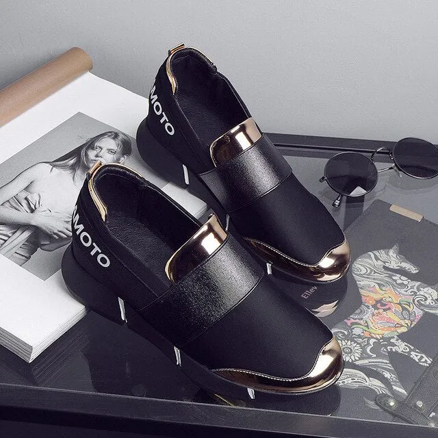 Mujer femmes Femine sans lacet décontracté épaissir doux semelle Plimsolls mocassin Zapatillas plat paresseux loisirs chaussures