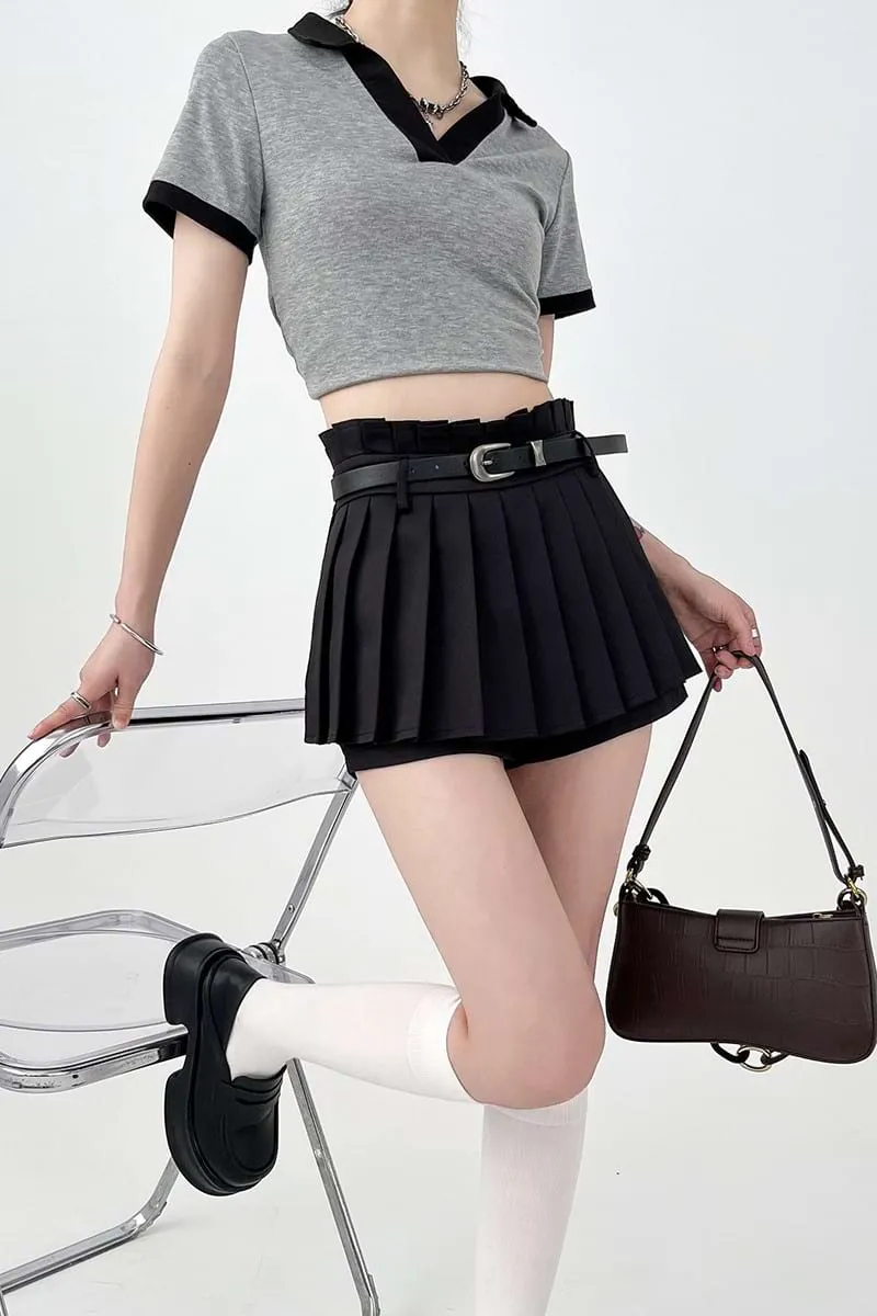 Pleated Skort Mini Skirt