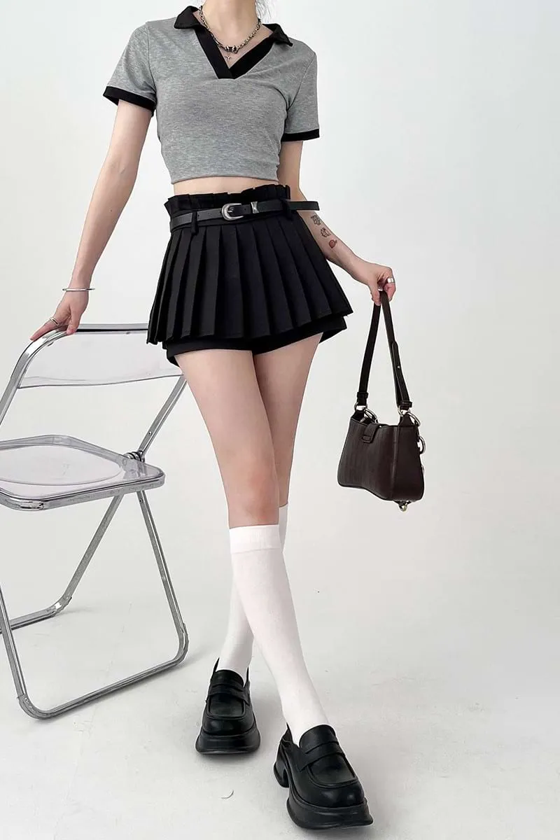 Pleated Skort Mini Skirt