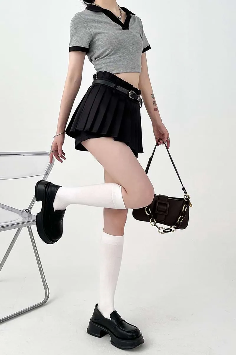 Pleated Skort Mini Skirt