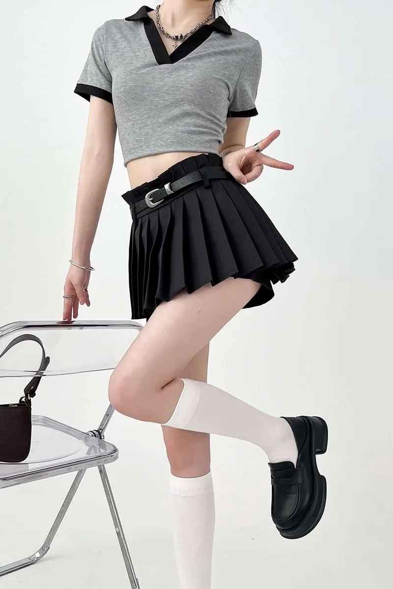 Pleated Skort Mini Skirt