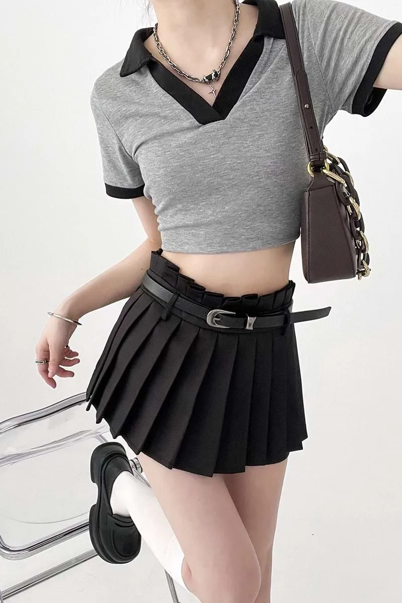 Pleated Skort Mini Skirt