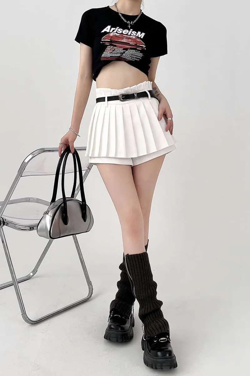 Pleated Skort Mini Skirt
