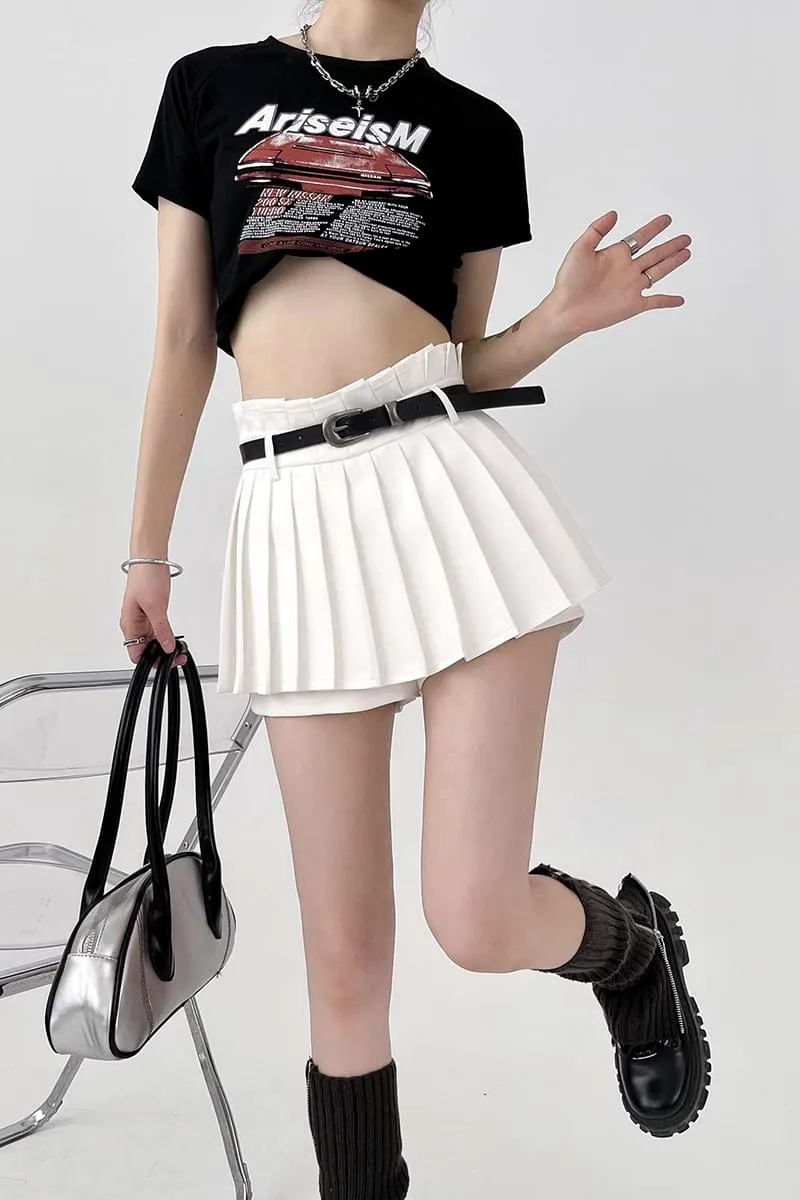 Pleated Skort Mini Skirt
