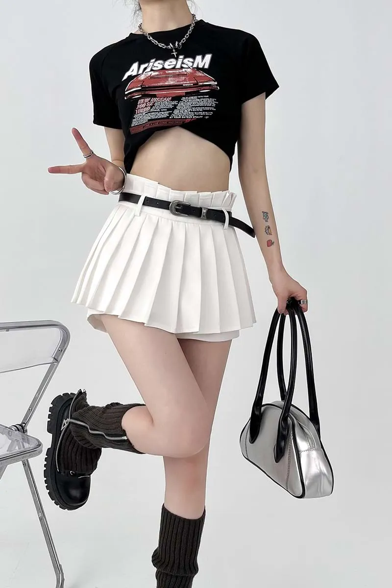Pleated Skort Mini Skirt