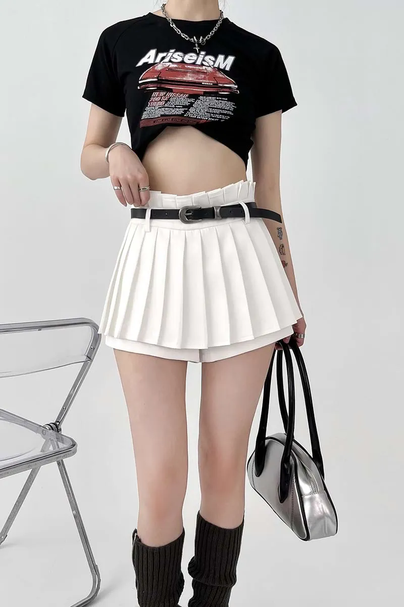 Pleated Skort Mini Skirt