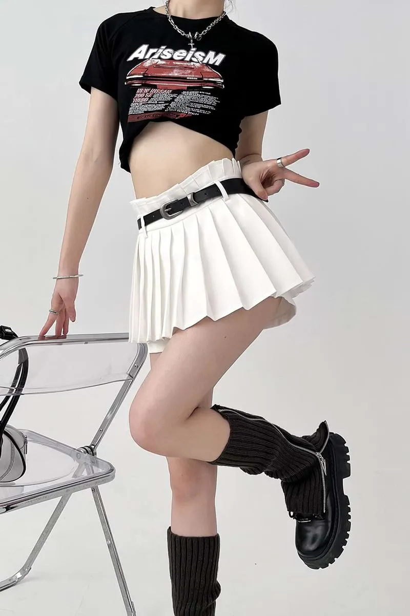 Pleated Skort Mini Skirt