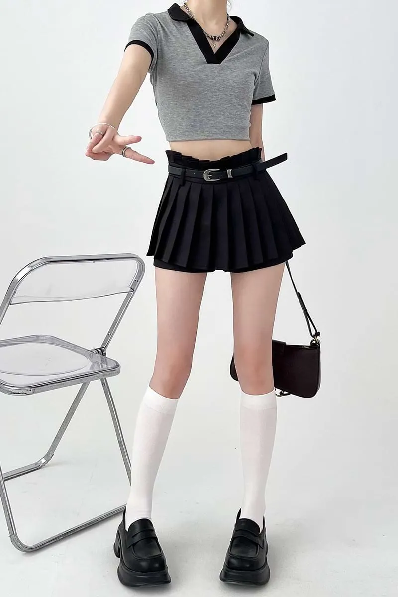 Pleated Skort Mini Skirt
