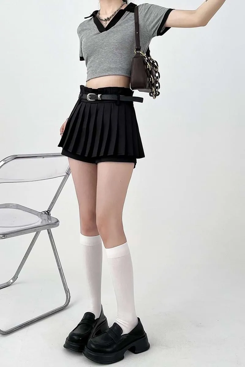 Pleated Skort Mini Skirt