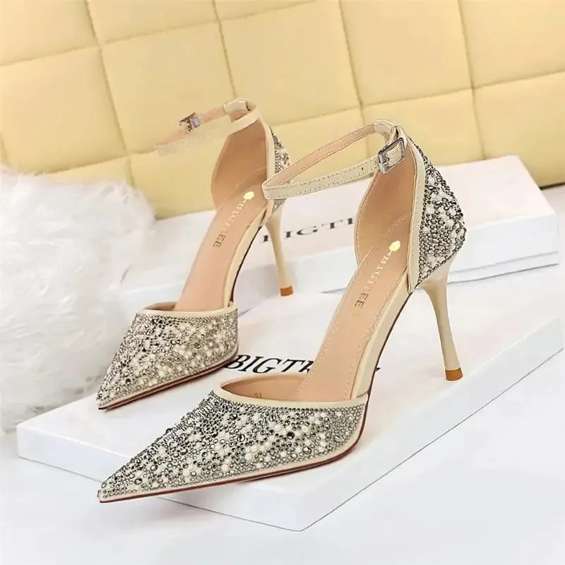 Rhinestones Women's Buckle Heels