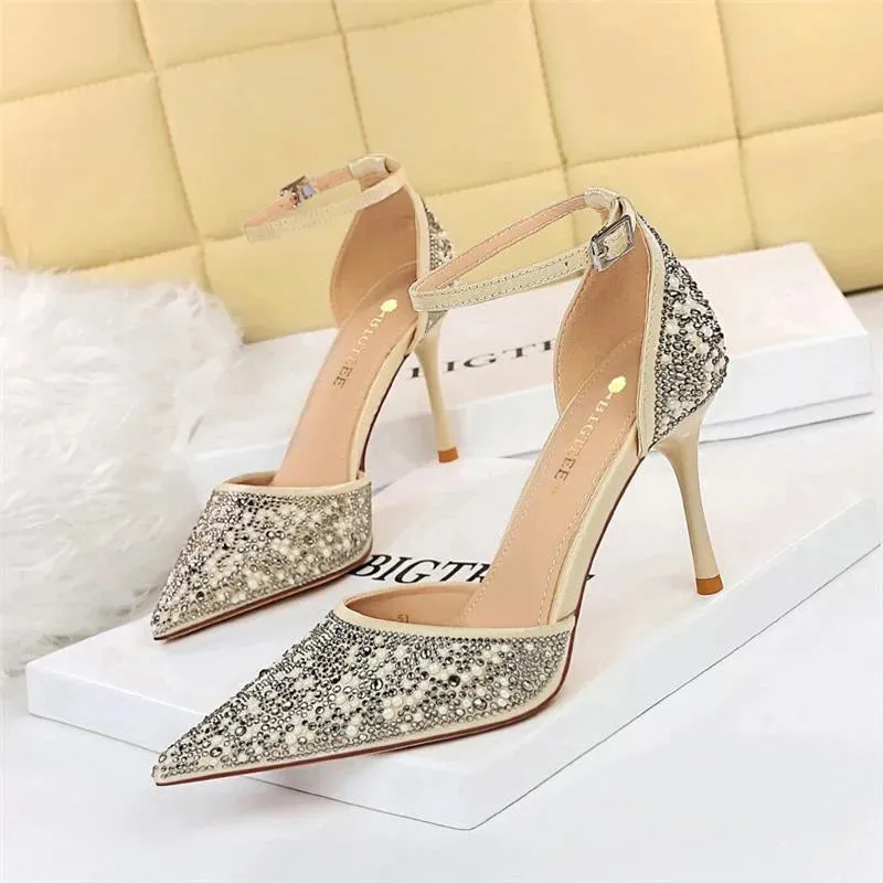 Rhinestones Women's Buckle Heels