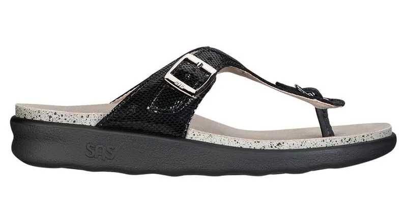 SAS Sanibel T-Strap Slide Sandal - Black Snake