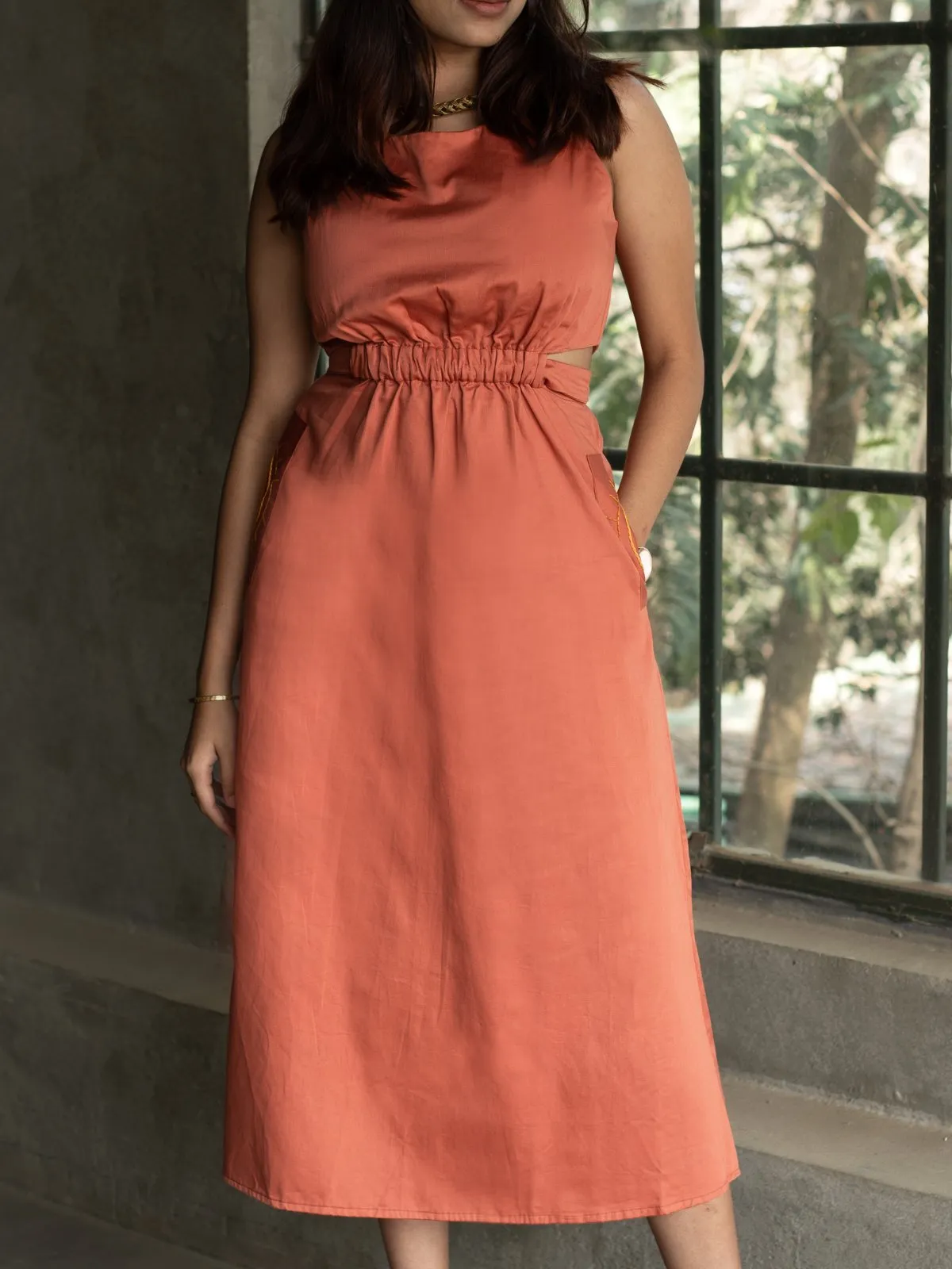 Side Slit Sunny Dress - Orange