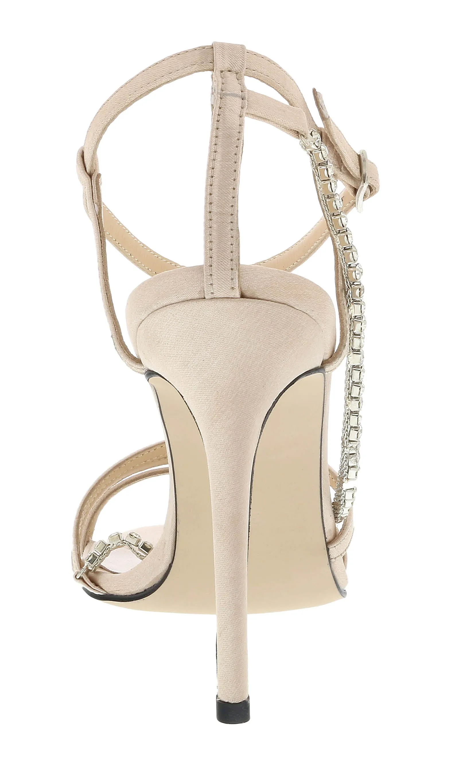 Ventutto Powder Pink Crystal Embellished Strappy High Heel Sandal-