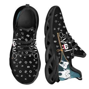Women Flats Cartoon Dentist Tooth Pattern Casual Shoes Breathable Mesh Female Sneakers Zapatos Mujer