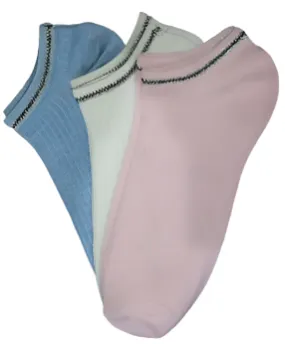 Women's fashionable silver-edged short socks (three pairs)